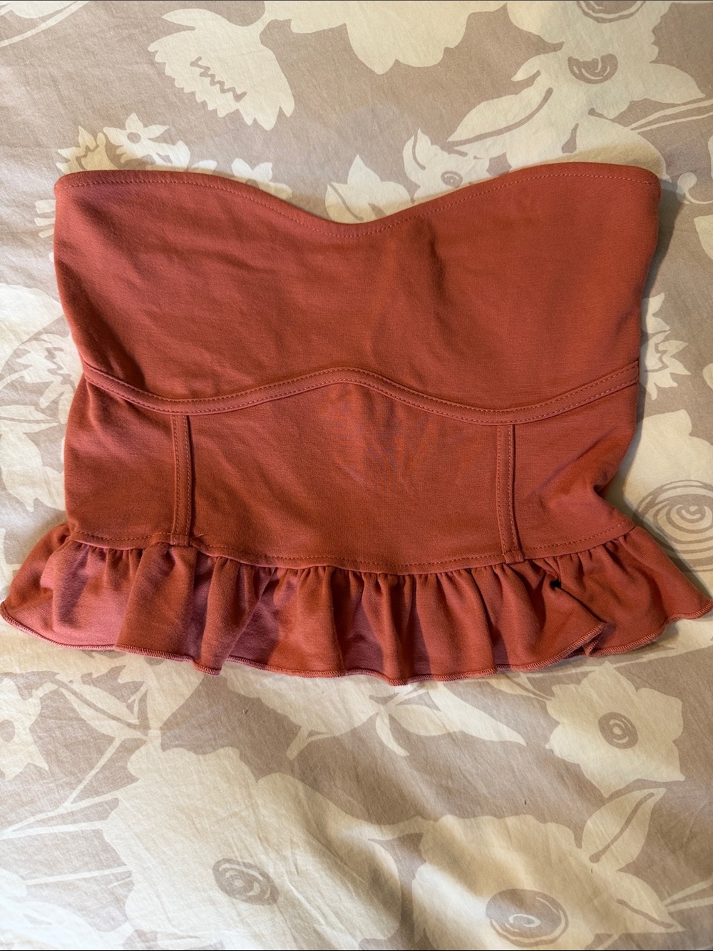 Willow Rust Orange Strapless Peplum Top